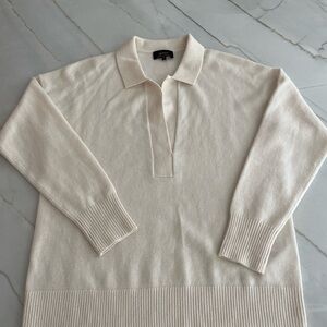 Quince Ivory Cashmere Polo Sweater